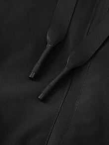Manfinity Homme Men's Casual Hooded Jacket, Black Lightweight Zip-Up Jacket, Loose Fit, Suitable For Streetwear, Travel And Daily Wear - Black - View 4