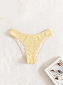 Swim Mod Women's Summer Beach Textured Bikini Bottom - Light Yellow - View 1