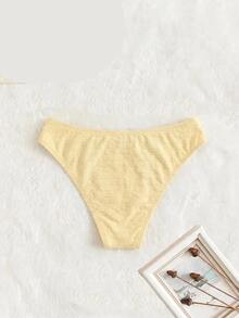 Swim Mod Women's Summer Beach Textured Bikini Bottom - Light Yellow - View 2