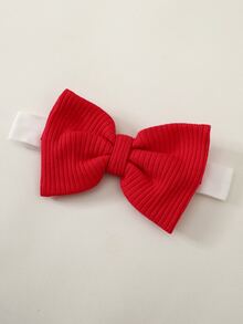 SHEIN 新生女嬰 2 件套洋裝套裝，可愛櫻桃刺繡薄紗公主洋裝配蝴蝶結與配套髮帶套裝 - 紅白色 - 查看 7