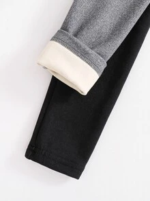 SHEIN 女童秋/冬新款蝴蝶結刺繡彈性腰保暖抓絨內裡保暖發熱打底褲 2件組 適合日常休閒穿著 - 彩色 - 查看 5