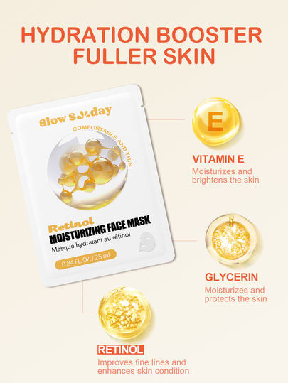 SlowSunday Retinol Moisturizing Face Mask, Hydrates And Nourishes, Deeply Hydrates And Soothes Skin, K Beauty, Ideal For Party, Suitable For Fall & Winter, Autumn Essential, Halloween & Christmas