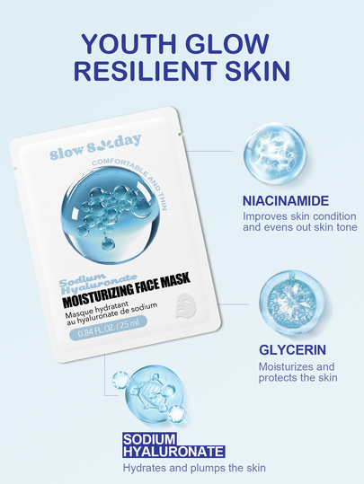 SlowSunday Sodium Hyaluronate Moisturizing Face Mask, Hydrates And Nourishes, Deeply Hydrates And Soothes Skin, K Beauty, Ideal For Party, Suitable For Fall & Winter, Autumn Essential, Halloween & Christmas