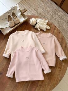 Elladie kids 3件組女童冬季新款2026純色保暖內裡半高領打底上衣，加厚保暖內著，白色、嬰兒粉，1歲生日 - 彩色 - 查看 6