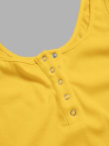 Slaydiva Casual All-Match White Cami Top With Deep U-Neck And Racerback, Yellow Everyday Home Summer - Yellow - View 4