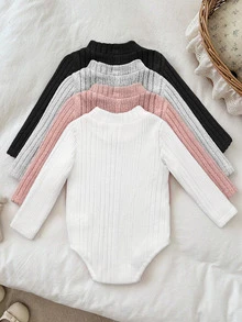 LMoss Kids 4pcs/Set Baby Girl Solid Color Knit Casual Autumn/Winter Romper Set - Multicolor - View 2