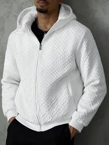 SLATEMANN Men's Solid Color Zipper Casual Versatile Winter Padded Coat - White - View 6