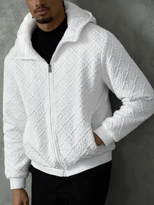SLATEMANN Men's Solid Color Zipper Casual Versatile Winter Padded Coat - White - View 7