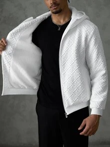 SLATEMANN Men's Solid Color Zipper Casual Versatile Winter Padded Coat - White - View 9