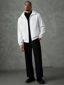 SLATEMANN Men's Solid Color Zipper Casual Versatile Winter Padded Coat - White - View 1