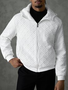 SLATEMANN Men's Solid Color Zipper Casual Versatile Winter Padded Coat - White - View 8