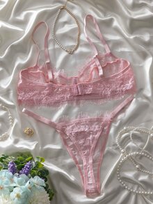Crystal Vow 2 Sets Women's Lace Lingerie Set - Multicolor - View 2
