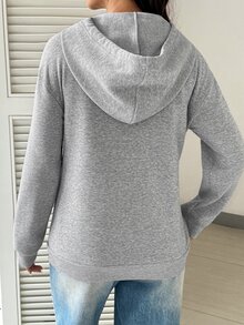 SHEIN Maternity Nursing Long Sleeve Daily Hooded Sweatshirt - Grey - View 8