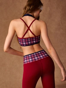 VARSIVA Bộ đồ thể thao nữ gồm áo tank top phối màu kẻ ô và quần legging - Nhiều màu - Xem 10