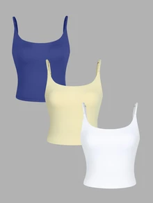 SHEIN Velisys Spring/Summer Girls' High Elasticity Sports Camisole Tank Top - Multicolor - View 6