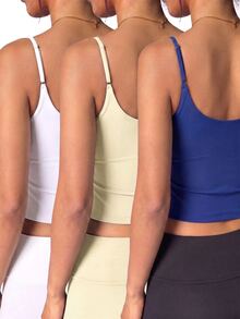 SHEIN Velisys Spring/Summer Girls' High Elasticity Sports Camisole Tank Top - Multicolor - View 7