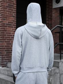 Major Grit Men's Colorblock Casual Daily Wear Hoodie - Grey - View 2