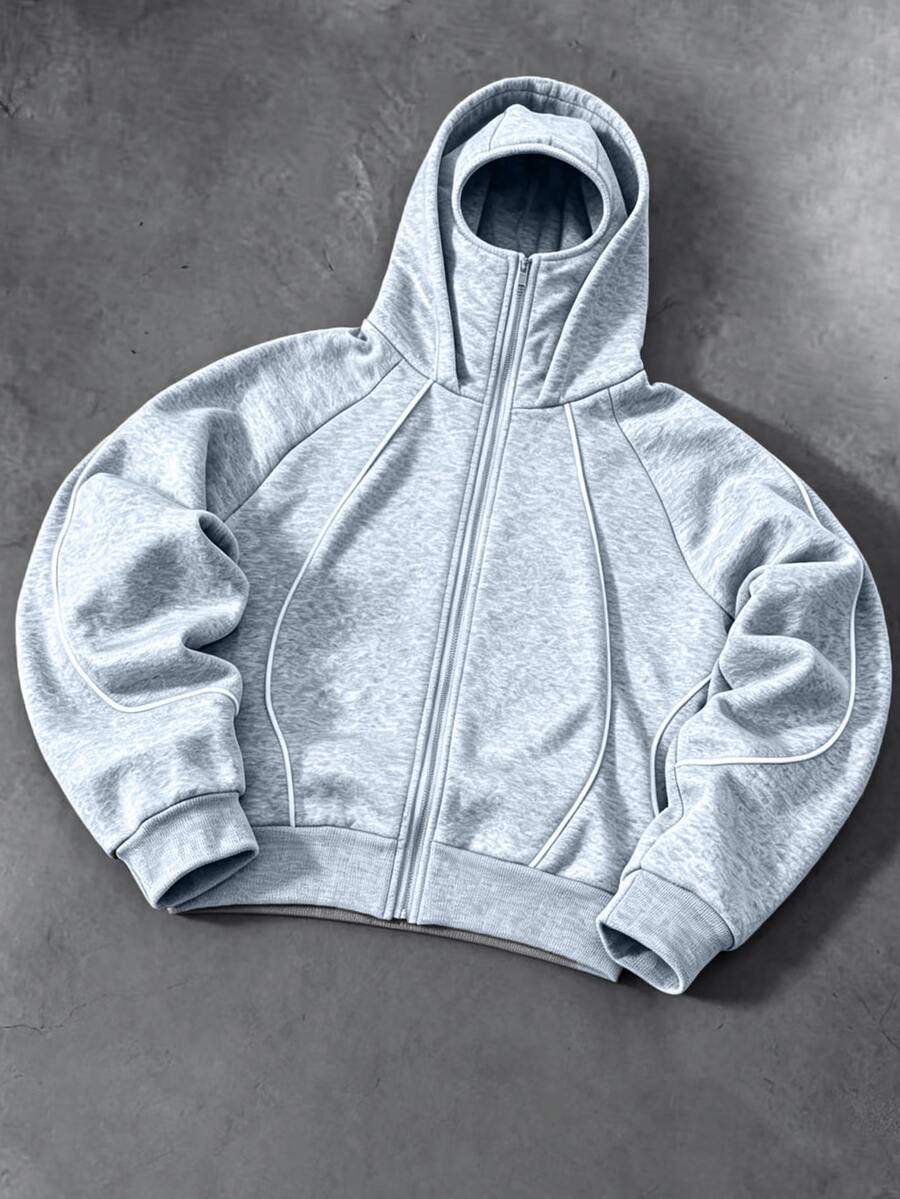 Major Grit Men's Colorblock Casual Daily Wear Hoodie - Grey - View 1