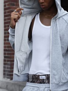 Major Grit Men's Colorblock Casual Daily Wear Hoodie - Grey - View 5