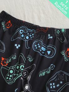 [4 Sets Randomly Sent 1 Set]2-Piece Tween Boys Game Console, Personalized Football, Headphone Pattern Crew Neck Knit Long Sleeve Pants Snug Fit - Multicolor - View 7