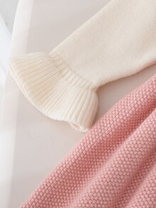 SHEIN Playful Pals 女婴可爱休闲拼色毛衣裙 - 淺粉色 - 查看 7