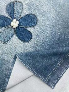 Resyla [Denim Effect] 3D 花卉丹寧效果印花女款休閒襯衫 - 彩色 - 查看 6