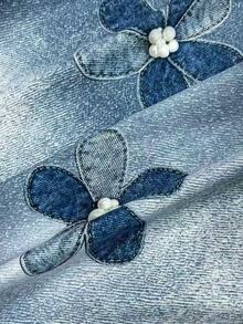 Resyla [Denim Effect] 3D 花卉丹寧效果印花女款休閒襯衫 - 彩色 - 查看 4