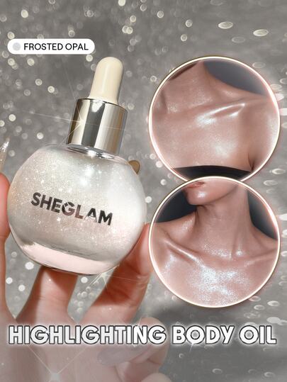 SHEGLAM Sunlit Silk Aceite Corporal Iluminador-Frosted Opal Loción Corporal con Glitter Iluminador Maquillaje Marca de Belleza Cosmética Maquillaje para Mujeres y Niñas