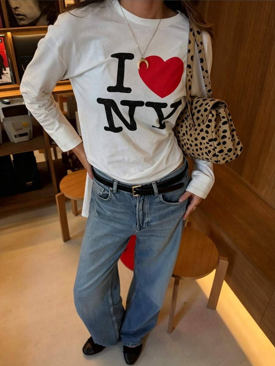 SuriyaCove 女款秋冬基礎條紋拼接拼色圓領長袖上衣,適合返校、旅行、街頭風與休閒日常穿著 - 彩色 - 查看 1