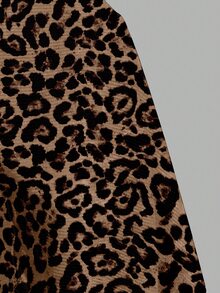 Slaydiva Versatile Leopard Print Ribbed Fabric Comfortable Plus Size Tank Top, Casual Minimalist Suitable For Summer - Brown - View 6