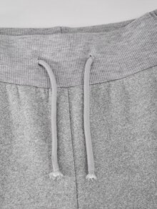 SHEIN 青少年女孩修身喇叭運動長褲，字母印花，時尚且適合日常穿著 - 淺灰色 - 查看 6