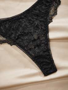 Charlaine Ladies Solid Color Lace Sexy Lingerie Set For Going Out, Baddie Look - Black - View 4