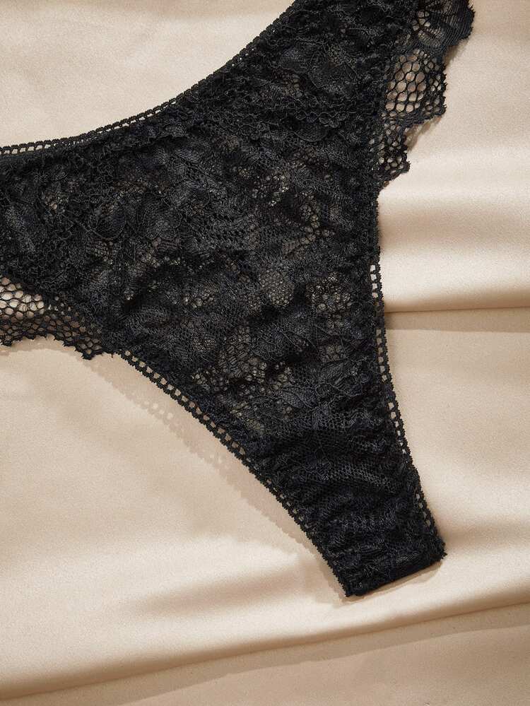 Charlaine Ladies Solid Color Lace Sexy Lingerie Set For Going Out, Baddie Look - Black - View 4