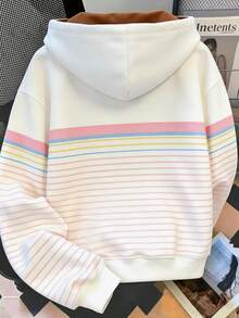 Resyla Women's Outerwear Top, Autumn/Winter New Style, Fashionable Versatile, Multi-Color Striped, Student, White Pink Sweatshirt - Multicolor - View 2
