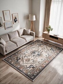 Pinkie Home - 1pc Vintage Persian-Floral & Stripted Bohemian Area Rug/Carpet/Bath Mat, Suitable For Bathroom, Kitchen, Entryway, Hallway, Bedside, Living Room, Bedroom, Machine Washable Rug, Home Decor - Chocolate Brown - View 2