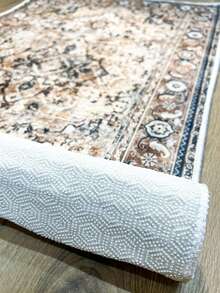 Pinkie Home - 1pc Vintage Persian-Floral & Stripted Bohemian Area Rug/Carpet/Bath Mat, Suitable For Bathroom, Kitchen, Entryway, Hallway, Bedside, Living Room, Bedroom, Machine Washable Rug, Home Decor - Chocolate Brown - View 6