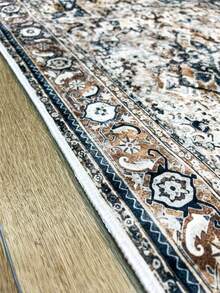 Pinkie Home - 1pc Vintage Persian-Floral & Stripted Bohemian Area Rug/Carpet/Bath Mat, Suitable For Bathroom, Kitchen, Entryway, Hallway, Bedside, Living Room, Bedroom, Machine Washable Rug, Home Decor - Chocolate Brown - View 4