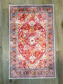 Pinkie Home - 1pc Vintage Persian-Floral & Stripted Bohemian Area Rug/Carpet/Bath Mat, Suitable For Bathroom, Kitchen, Entryway, Hallway, Bedside, Living Room, Bedroom, Machine Washable Rug, Home Decor - Red - View 3