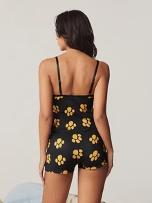 SCOOBY-DOO X SHEIN Cartoon Print Camisole & Boyshort Panty Set - Black - View 2