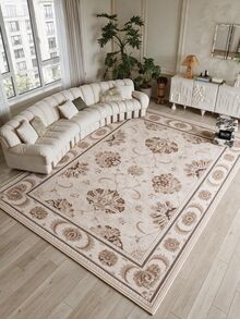 Pinkie Home - 1pc Vintage Persian-Floral & Stripted Bohemian Area Rug/Carpet/Bath Mat, Suitable For Bathroom, Kitchen, Entryway, Hallway, Bedside, Living Room, Bedroom, Machine Washable Rug, Home Decor - Mocha Brown - View 2