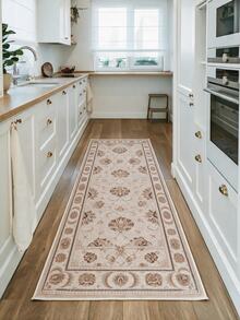 Pinkie Home - 1pc Vintage Persian-Floral & Stripted Bohemian Area Rug/Carpet/Bath Mat, Suitable For Bathroom, Kitchen, Entryway, Hallway, Bedside, Living Room, Bedroom, Machine Washable Rug, Home Decor - Mocha Brown - View 11