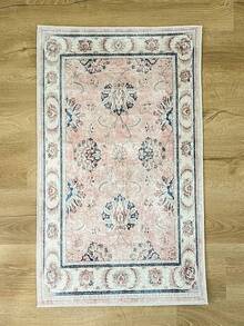 Pinkie Home - 1pc Vintage Persian-Floral & Stripted Bohemian Area Rug/Carpet/Bath Mat, Suitable For Bathroom, Kitchen, Entryway, Hallway, Bedside, Living Room, Bedroom, Machine Washable Rug, Home Decor - Pink - View 4
