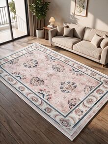 Pinkie Home - 1pc Vintage Persian-Floral & Stripted Bohemian Area Rug/Carpet/Bath Mat, Suitable For Bathroom, Kitchen, Entryway, Hallway, Bedside, Living Room, Bedroom, Machine Washable Rug, Home Decor - Pink - View 11
