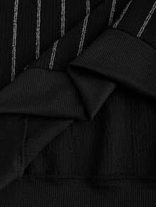SLATEMANN Men's Striped Contrast Color Denim Long Sleeve Crew Neck Pullover Sweatshirt Going Out Beach Black And White Striped Autumn Streetwear - Black - View 7