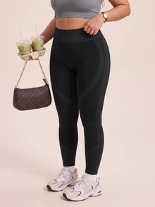 SHEIN Rhythm Era سروال رياضي نسائي مقاس كبير كاجوال متعدد الاستخدامات للارتداء اليومي - الأسود - مشاهدة 4