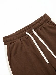 STEELVANCE Men's Striped Long Sleeve Sweatshirt And Sweatpants Casual Set - Coffee Brown - View 5
