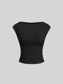 Sweetra 3pcs/Set Sexy Cut-Out Back Breathable Moisture Wicking Fitted Short Sleeve Women Top/Tee Set - Multicolor - View 4
