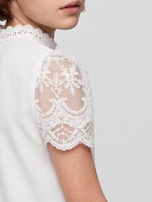 Maija Kids Maija Kids Tween Girl Casual Spring/Summer Woven Lace Short Sleeve Shirt - White - View 4