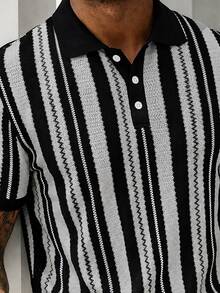 Manfinity CasualCool Men's Casual Business Striped Design Polo Shirt Top Suitable For Daily Commute Wear Casual Versatile - Multicolor - View 4