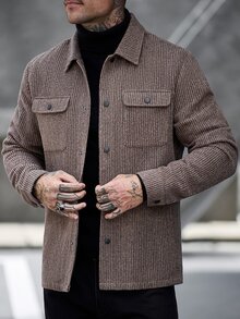Manfinity CasualCool Men's Mature Casual Versatile Brown Jacket - Coffee Brown - View 6